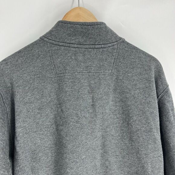 LL Bean Sweatshirt Size Medium Mens Gray Half Zip Fleece Cotton Pullover Pockets - Picture 6 of 7